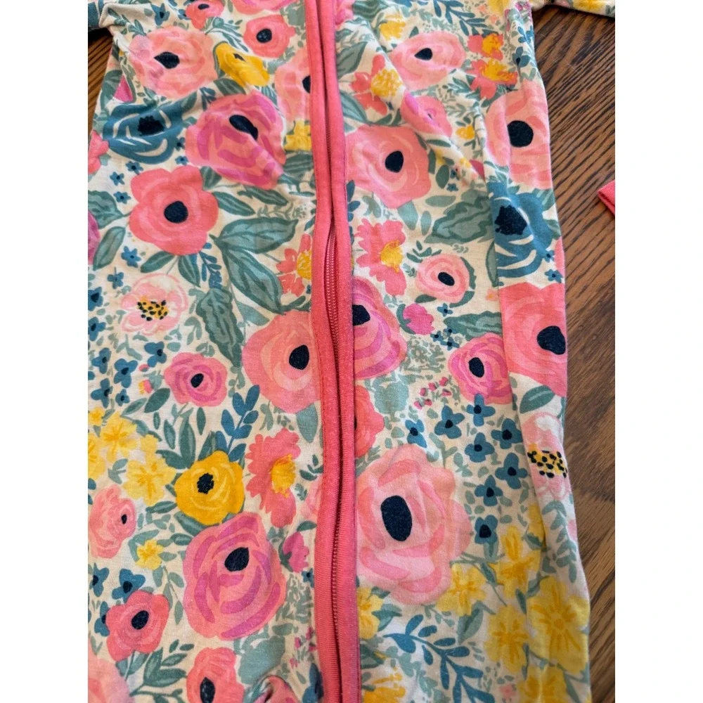 Little Sleepies Zippy Pajamas Kids 18-24 Months Pink Floral Bamboo Romper